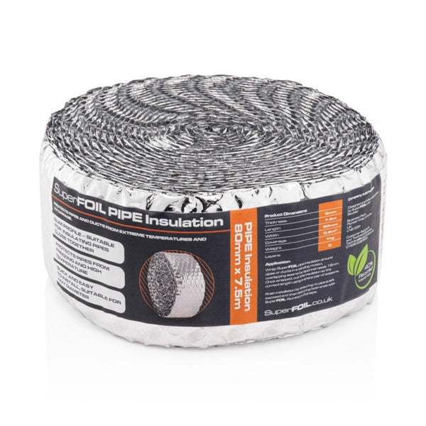 Superfoil pipe insulation roll, 7.5m x 80mm x 6mm