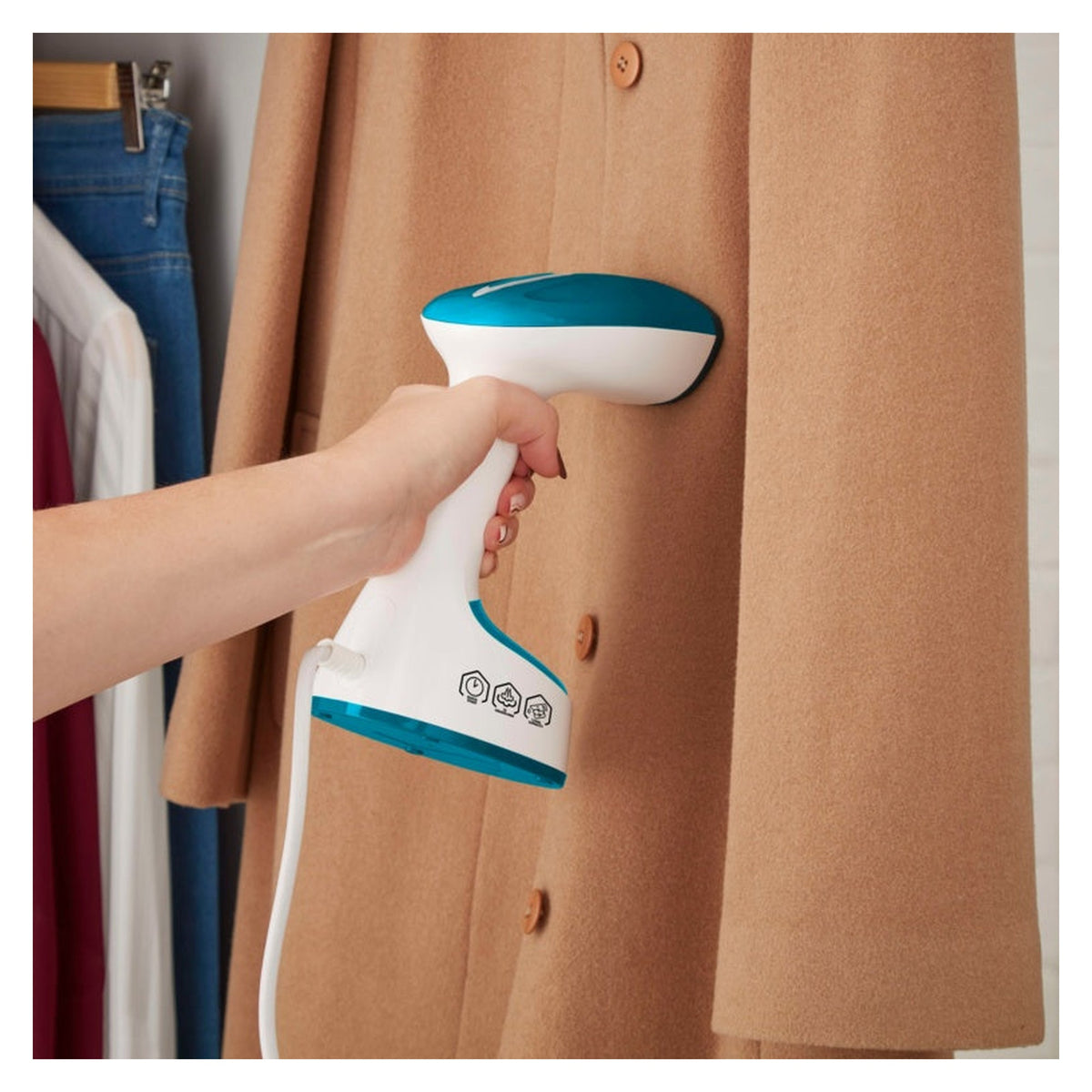 Swan foldable garment steamer in white, view 9