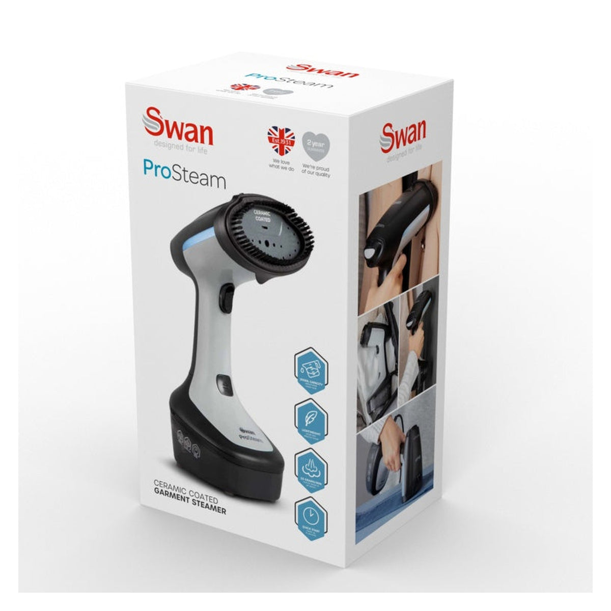 Swan white portable garment steamer, view 2