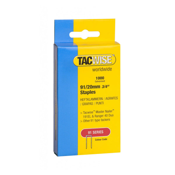 Tacwise 20mm tacker staples, pack of 1000