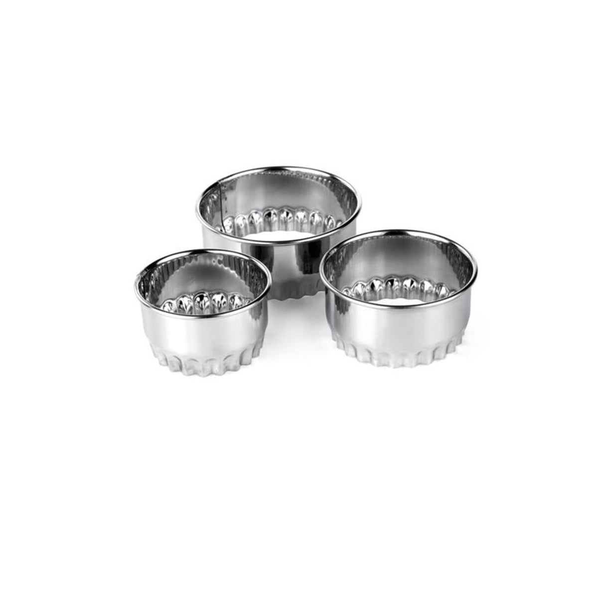 Set of three Tala stainless steel crinkled pastry cutters, view 2