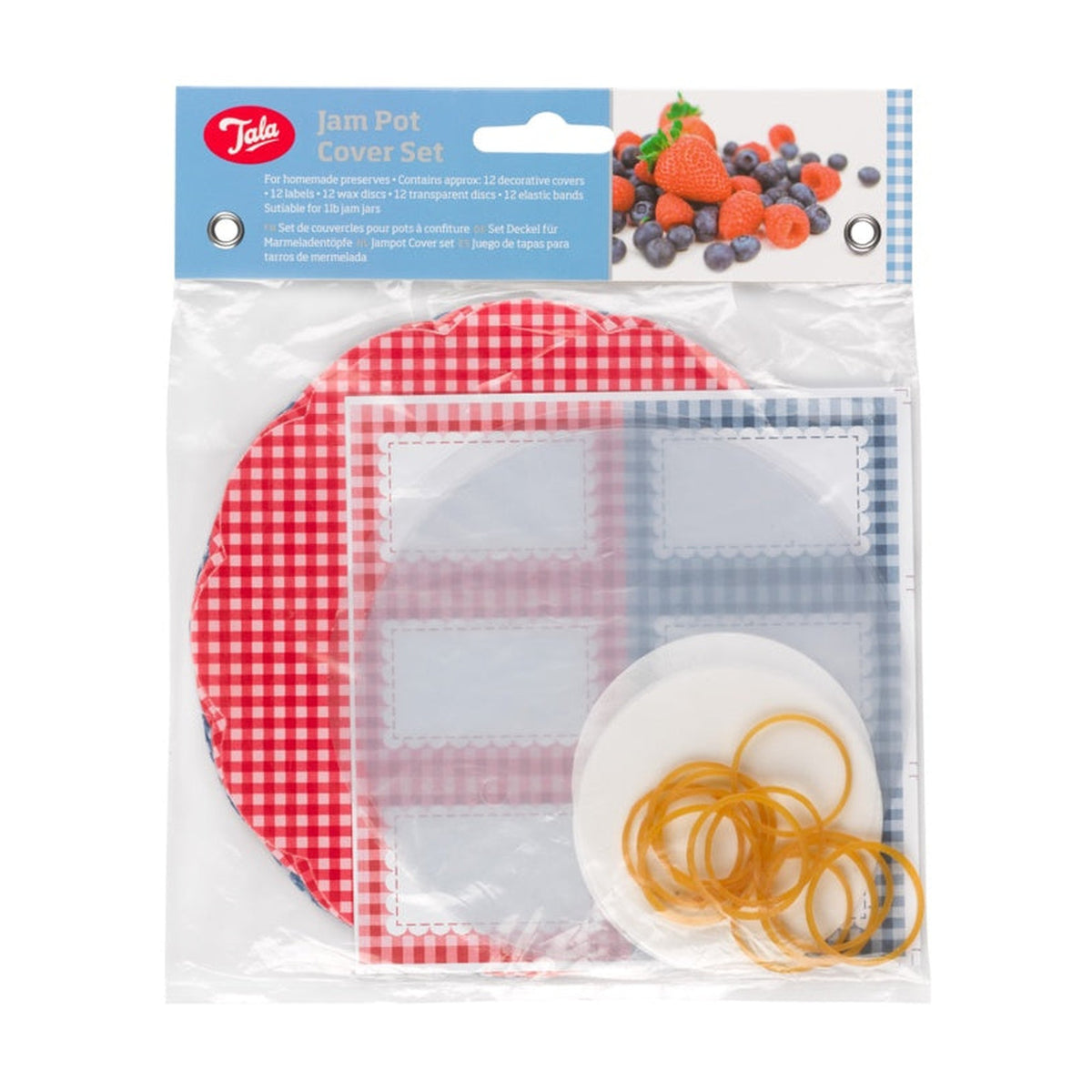 Tala Everyday gingham jam pot cover set