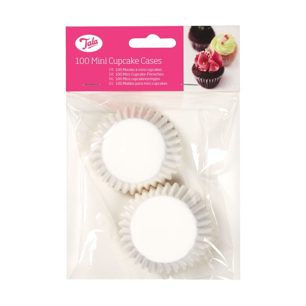 Pack of 100 Tala white mini cupcake cases 9cm