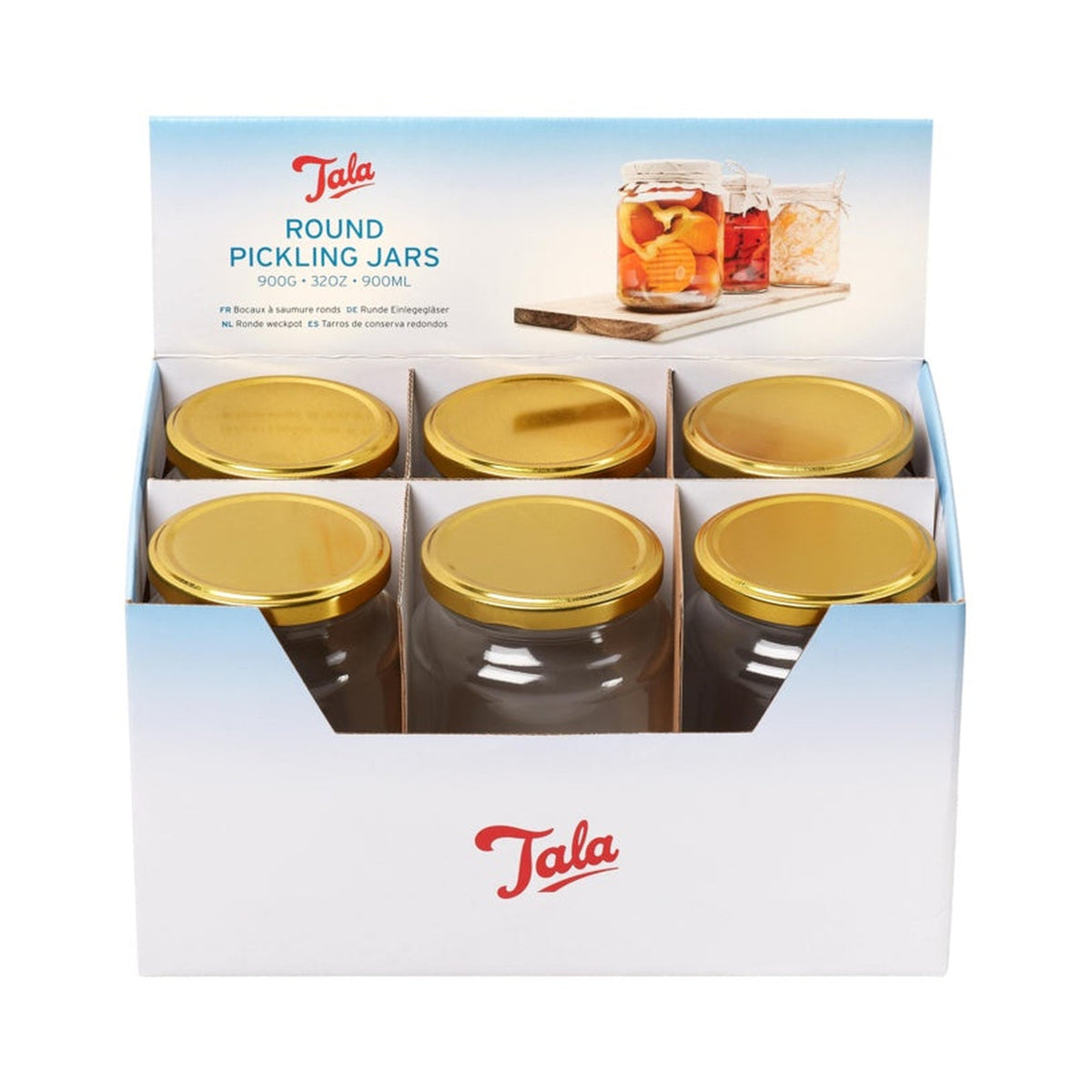 Tala 750ml round preserving jar with gold screw top lid, view 2