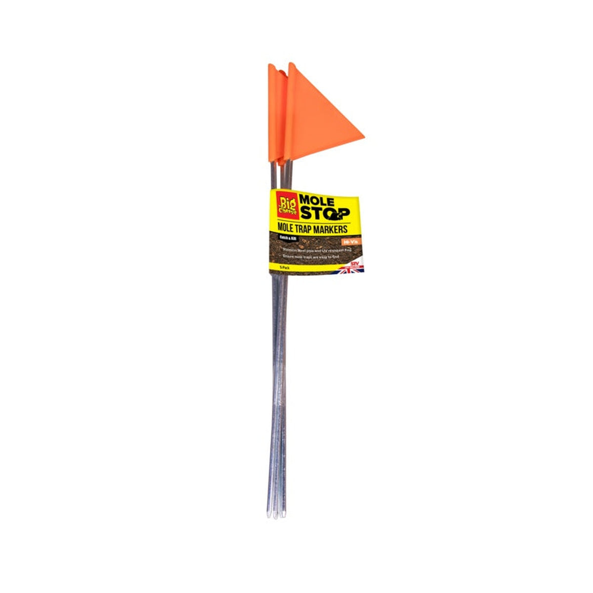 The Big Cheese hi-vis mole trap markers pack of 5