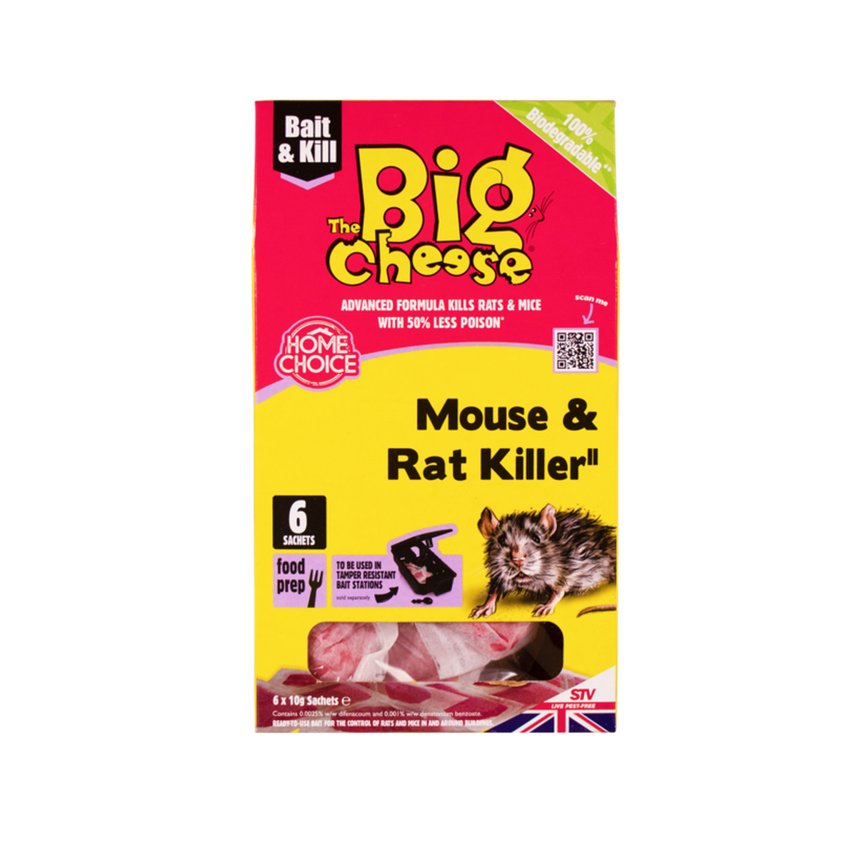 The Big Cheese Rat and Mouse Killer fresh pasta bait pack of 6