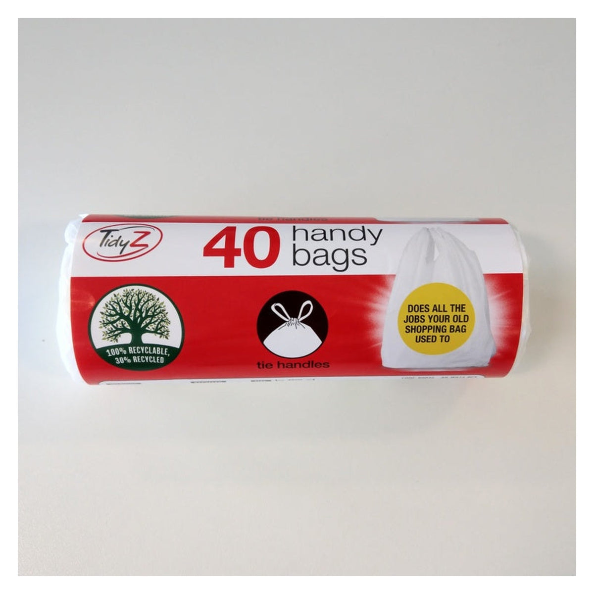Tidyz handy bags with tie handle, roll of 40