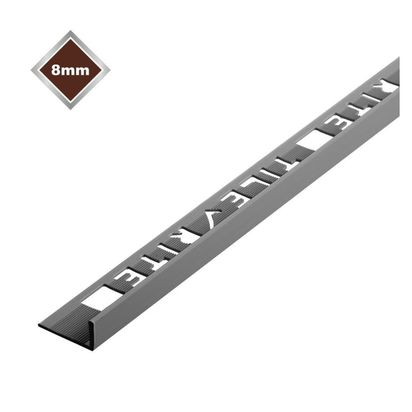 Tile Rite grey 8mm L profile PVC tile trim