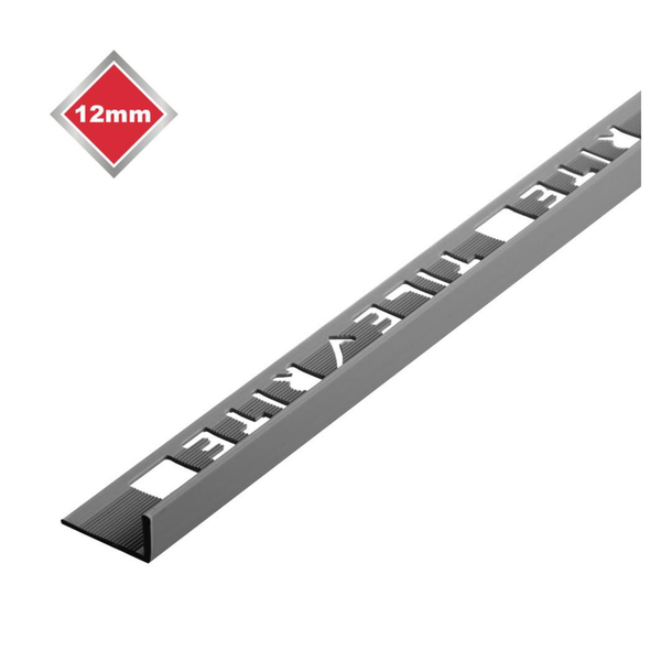 Tile Rite grey plastic L profile trim, 12mm x 2.44m