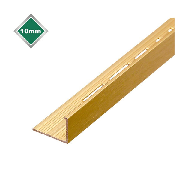Tile Rite matt brushed gold L profile tile trim, 10mm x 2.44m