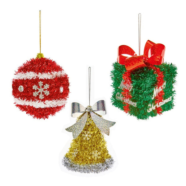 Tinsel Shaped Hanging Decorations - 16cm