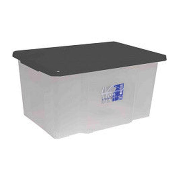 TML 50L clear storage box with black lid