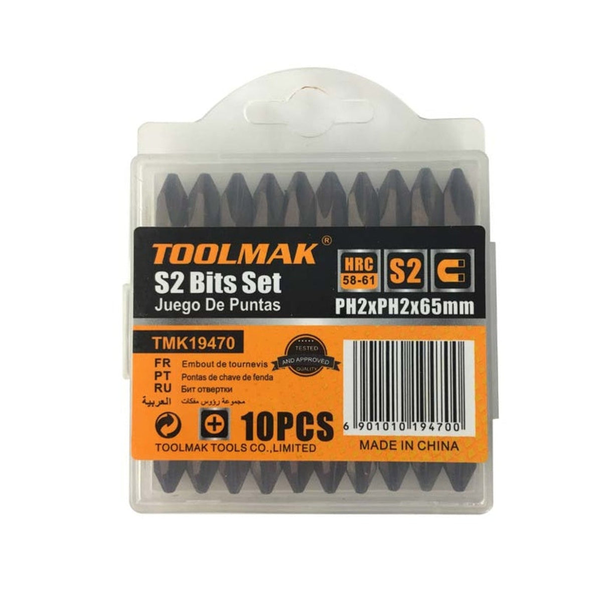 Toolmak PH2 bit set 65mm, 10 piece