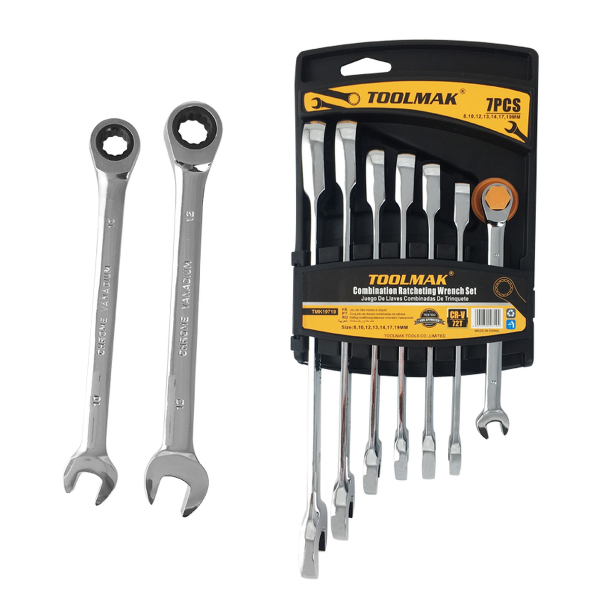 Toolmak 7 piece ratchet spanner set