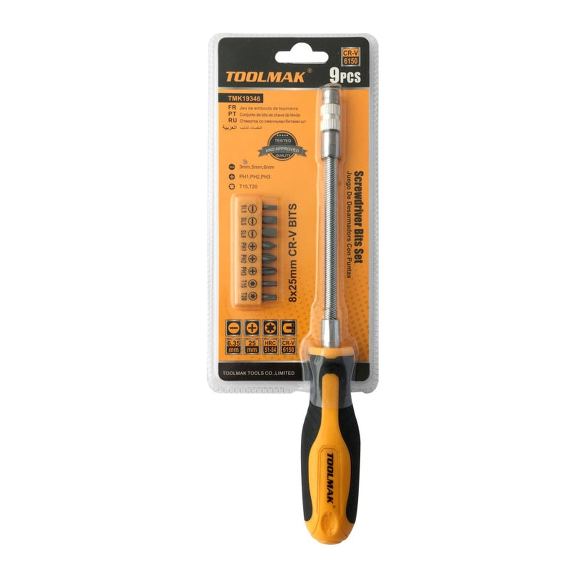 Toolmak 9 piece screwdriver bit set