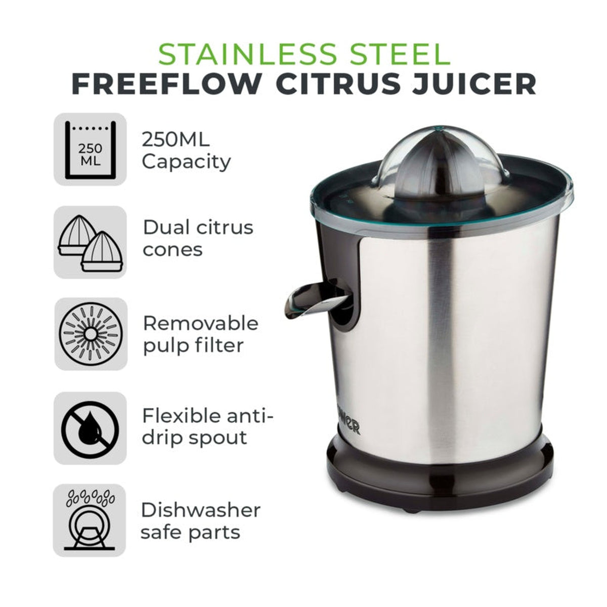 Tower 100W electric citrus juicer, view 2