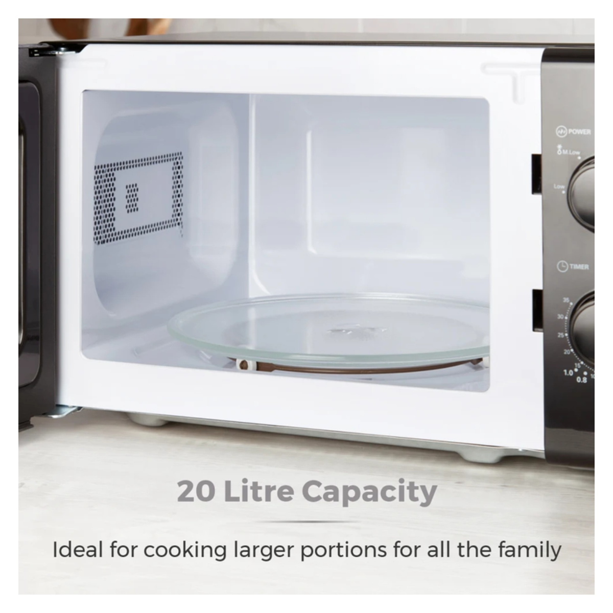 Tower 20L 700W black manual microwave, view 8
