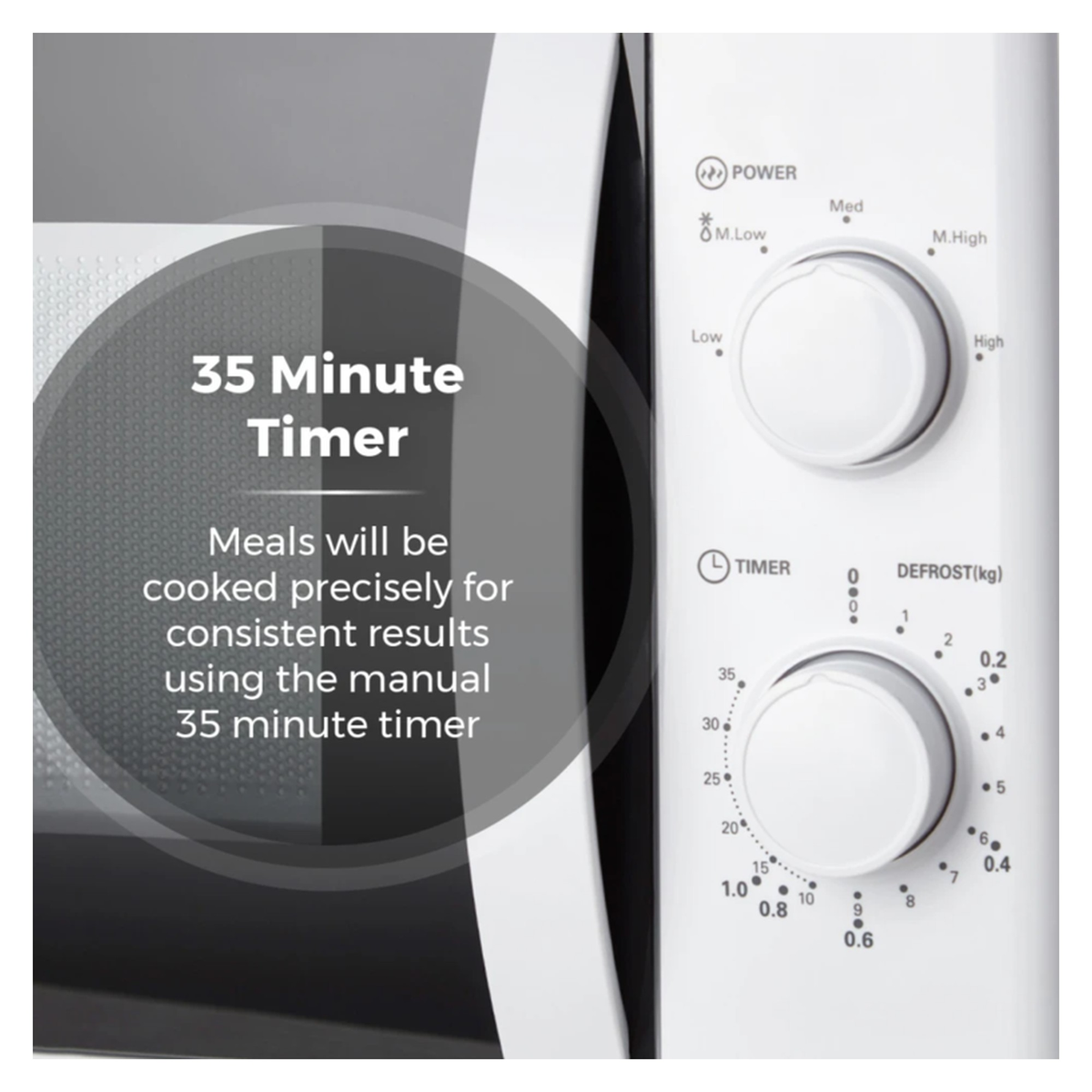 Tower 20L 700W manual white microwave, view 8