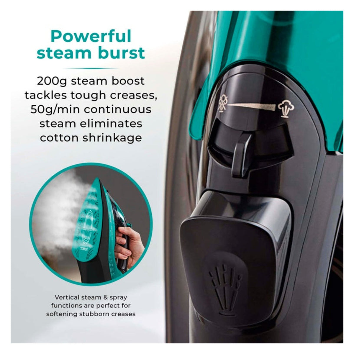 Tower Ceraglide cord and cordless iron in teal, view 6