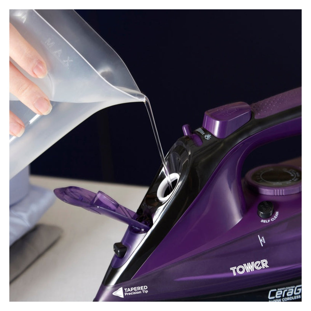Tower Ceraglide 2400W cord and cordless steam iron, view 2