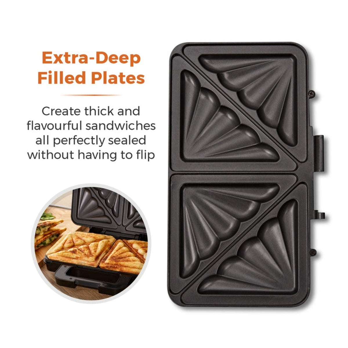 Tower 900W deep fill sandwich maker, view 5