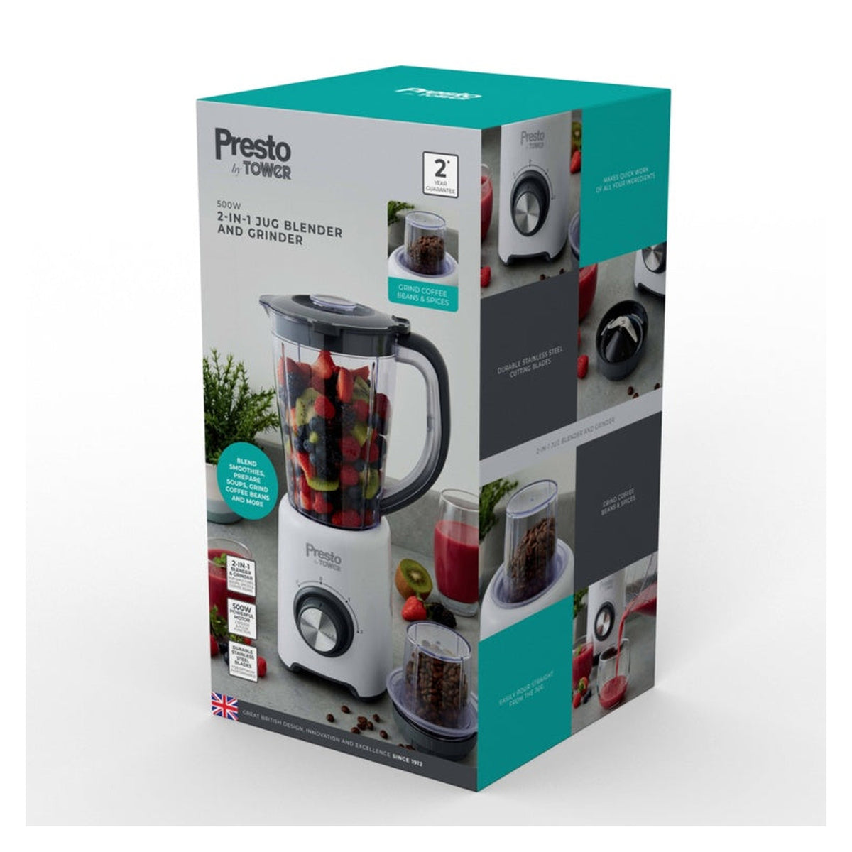 Tower Presto white 500W 1.5L jug blender and grinder, view 8