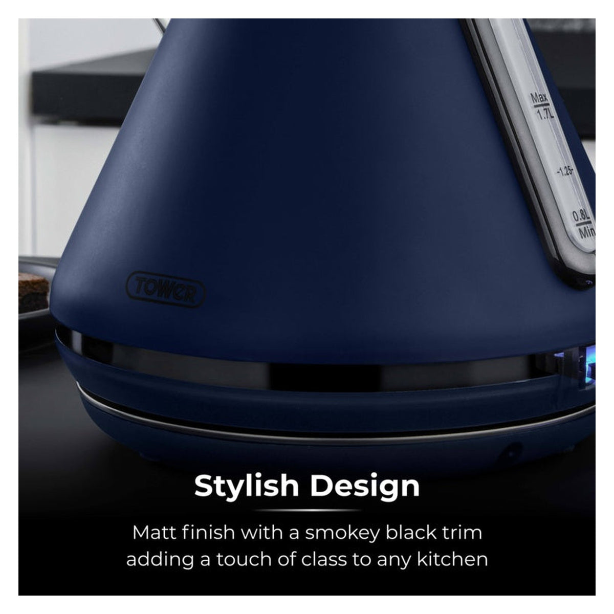 Tower Sera midnight blue 3kW 1.7L kettle, view 3