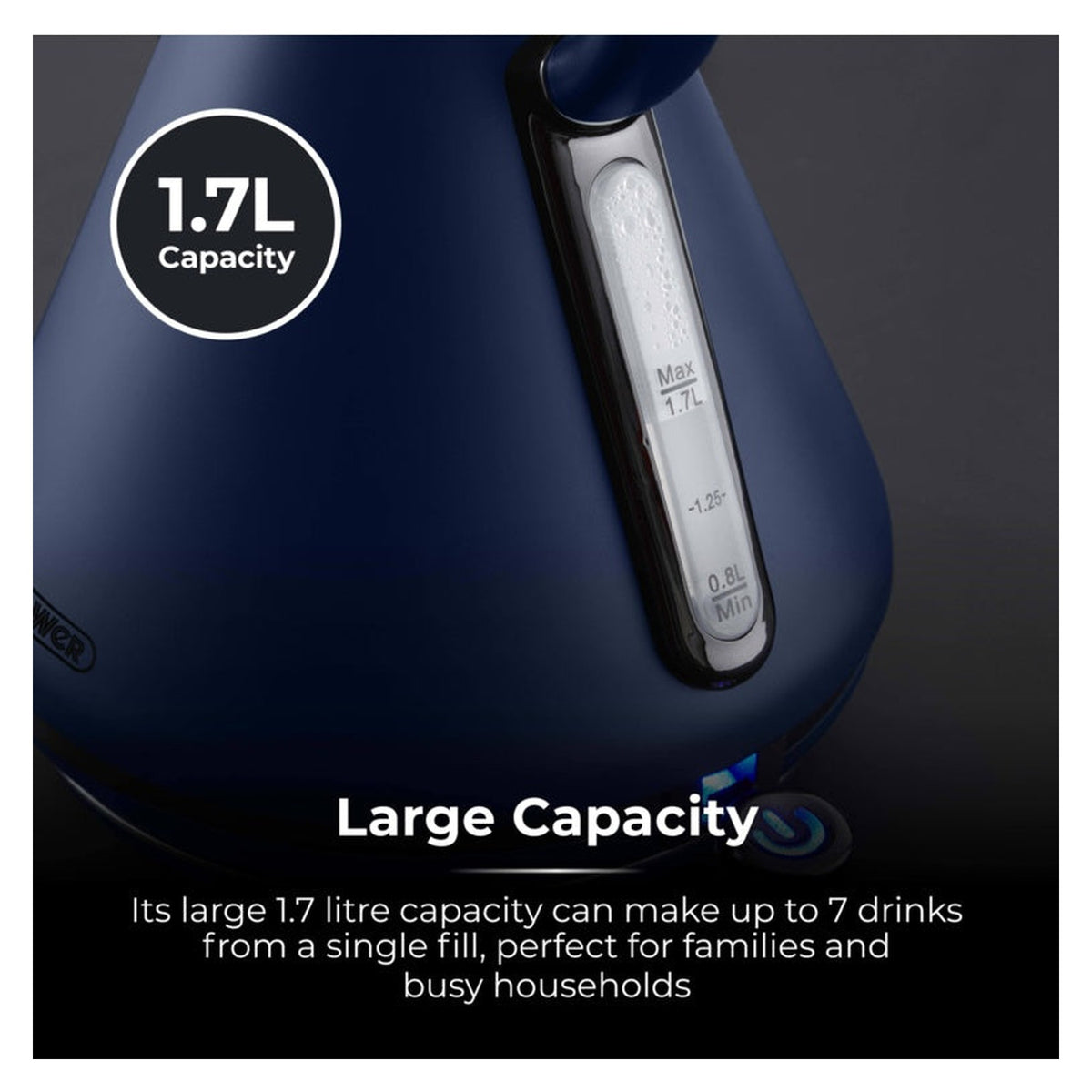 Tower Sera midnight blue 3kW 1.7L kettle, view 6