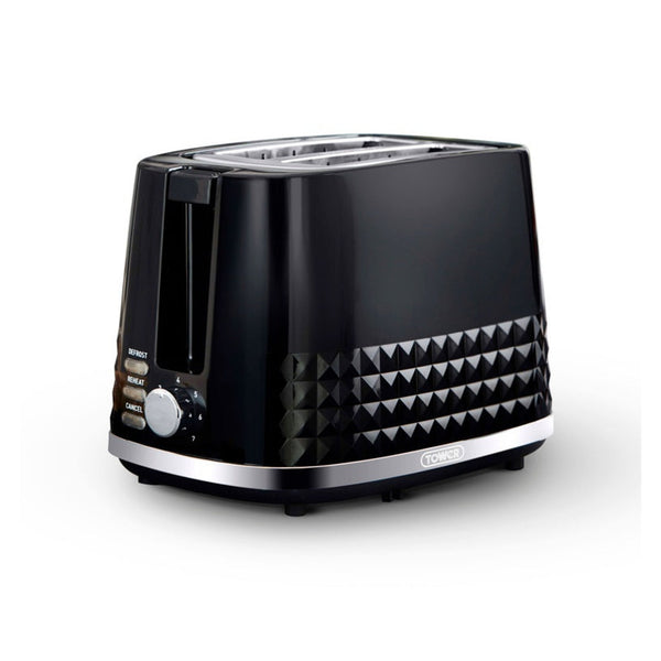 Tower Solitaire black 2 slice toaster
