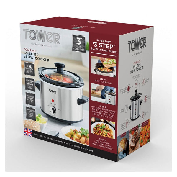 Tower 1.5L stainless steel slow cooker