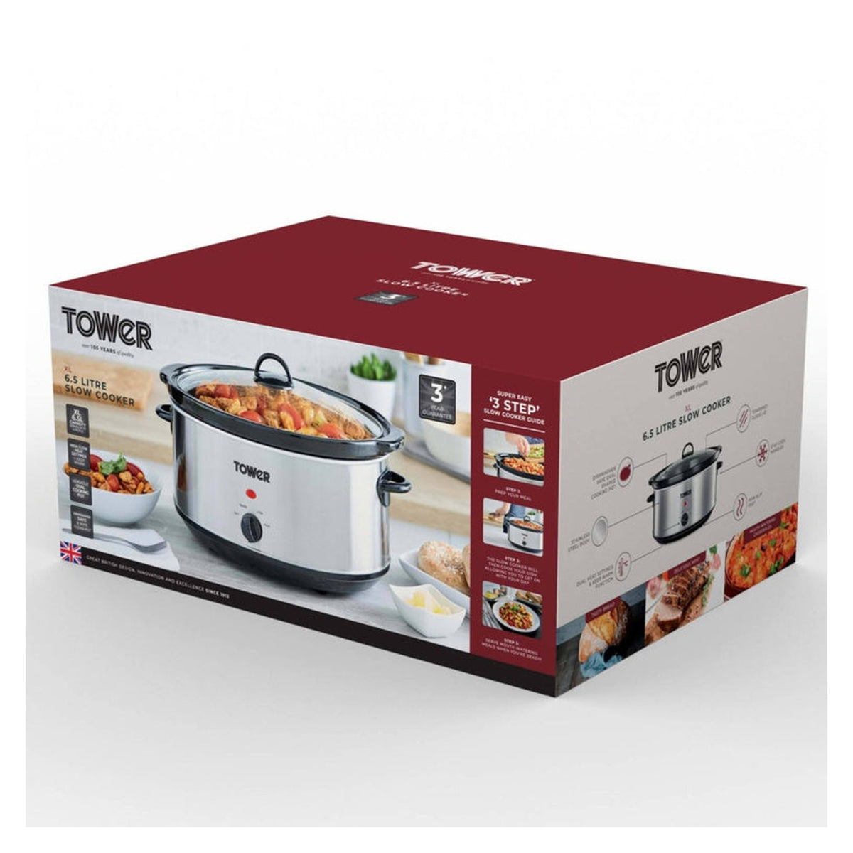 Tower 6.5L stainless steel slow cooker, view 8