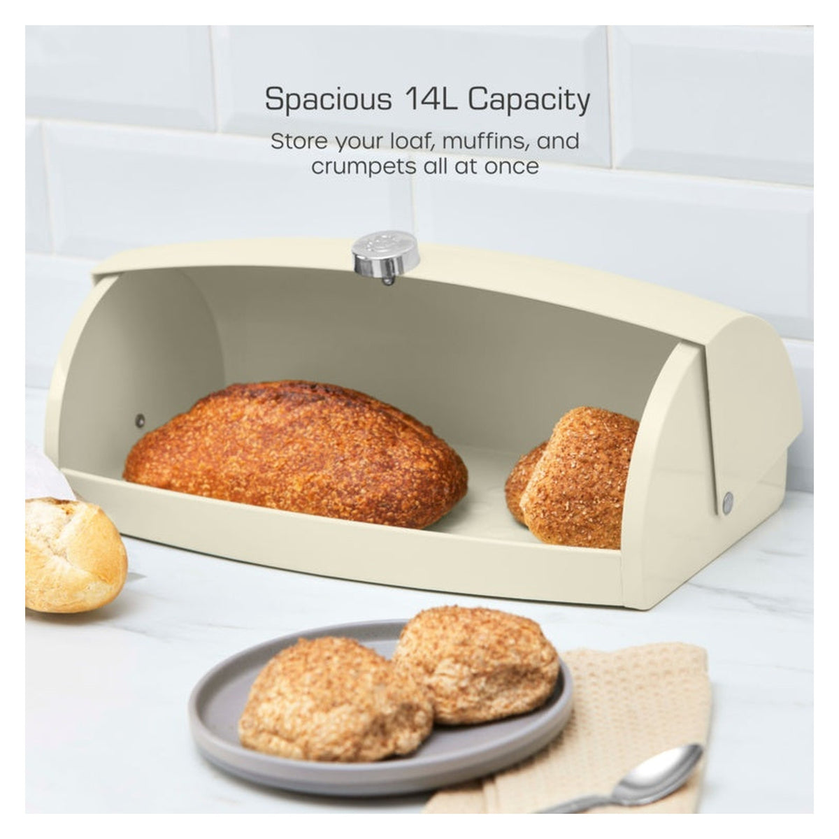 Townhouse Bread Bin - Cream, view 2