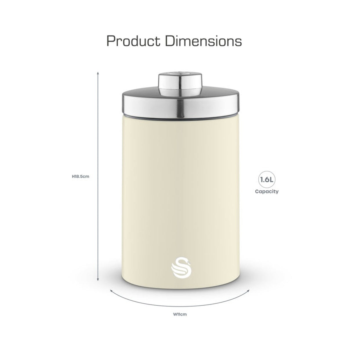 Townhouse Canisters Set Of 3 - Cream 1.6L, view 4