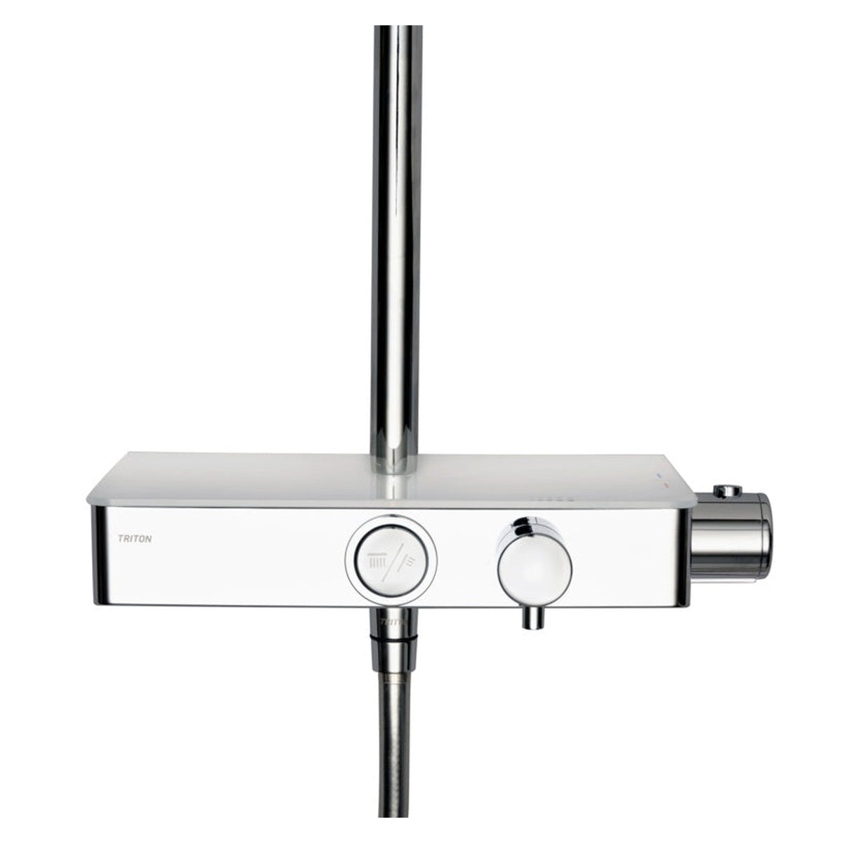 Triton push button thermostatic mixer shower in chrome, view 2