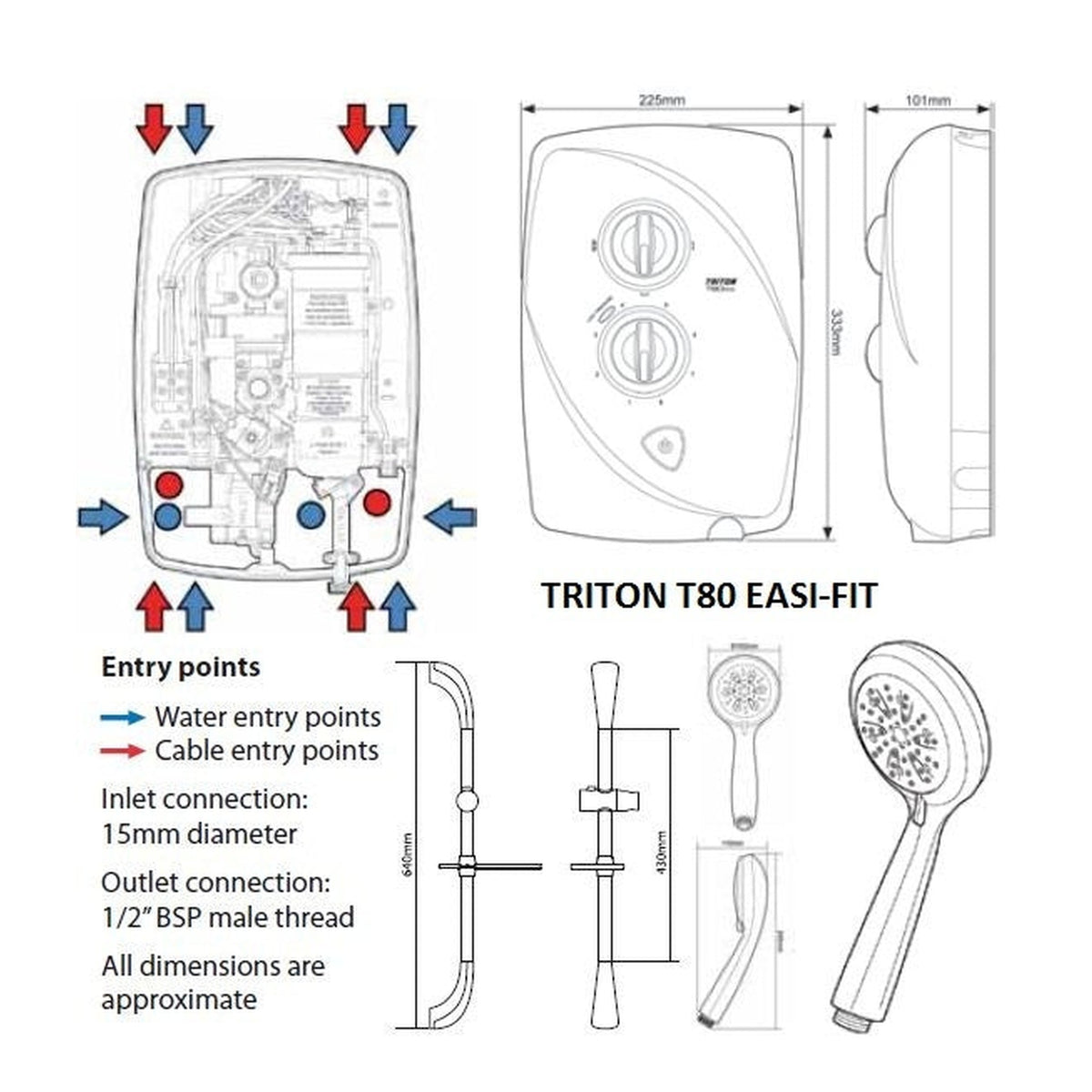Triton T80 Easi-Fit 10.5kW electric shower, view 11