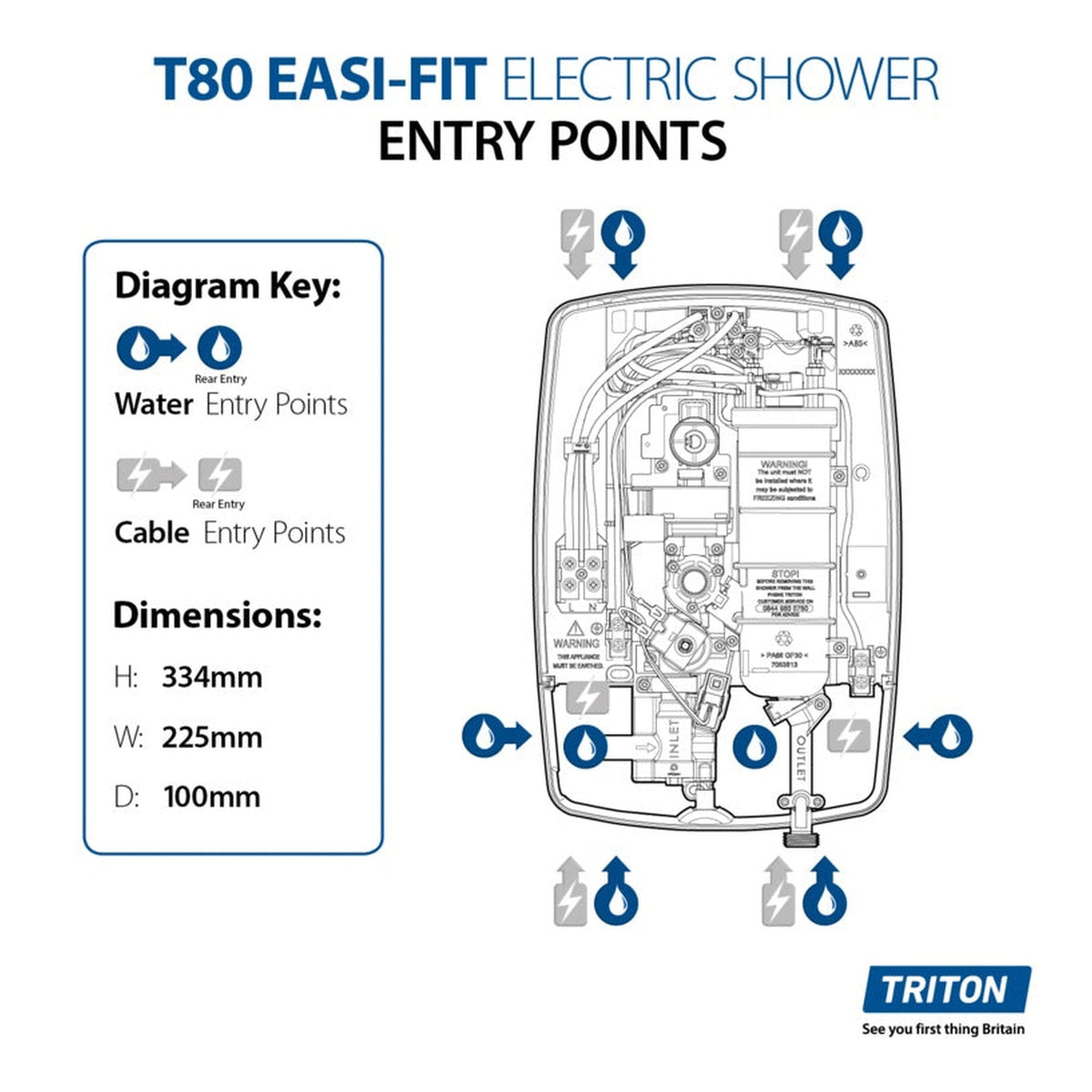 Triton T80 Easi-Fit 10.5kW electric shower, view 12