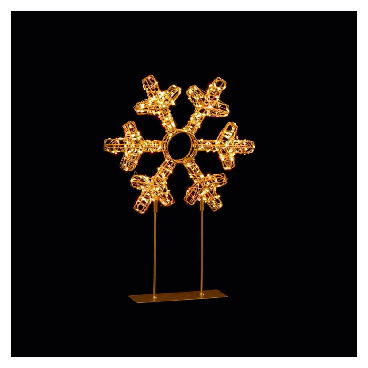 Twinkling Lit Gold Table Top Snowflake - 45cm Red & Warm White, view 4