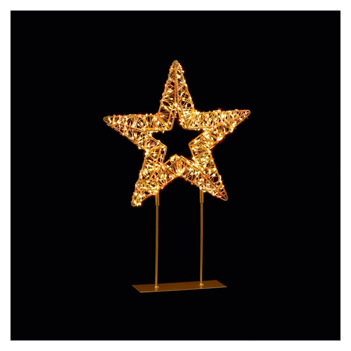 Twinkling Lit Gold Table Top Star - 45cm Red/ Warm White, view 4