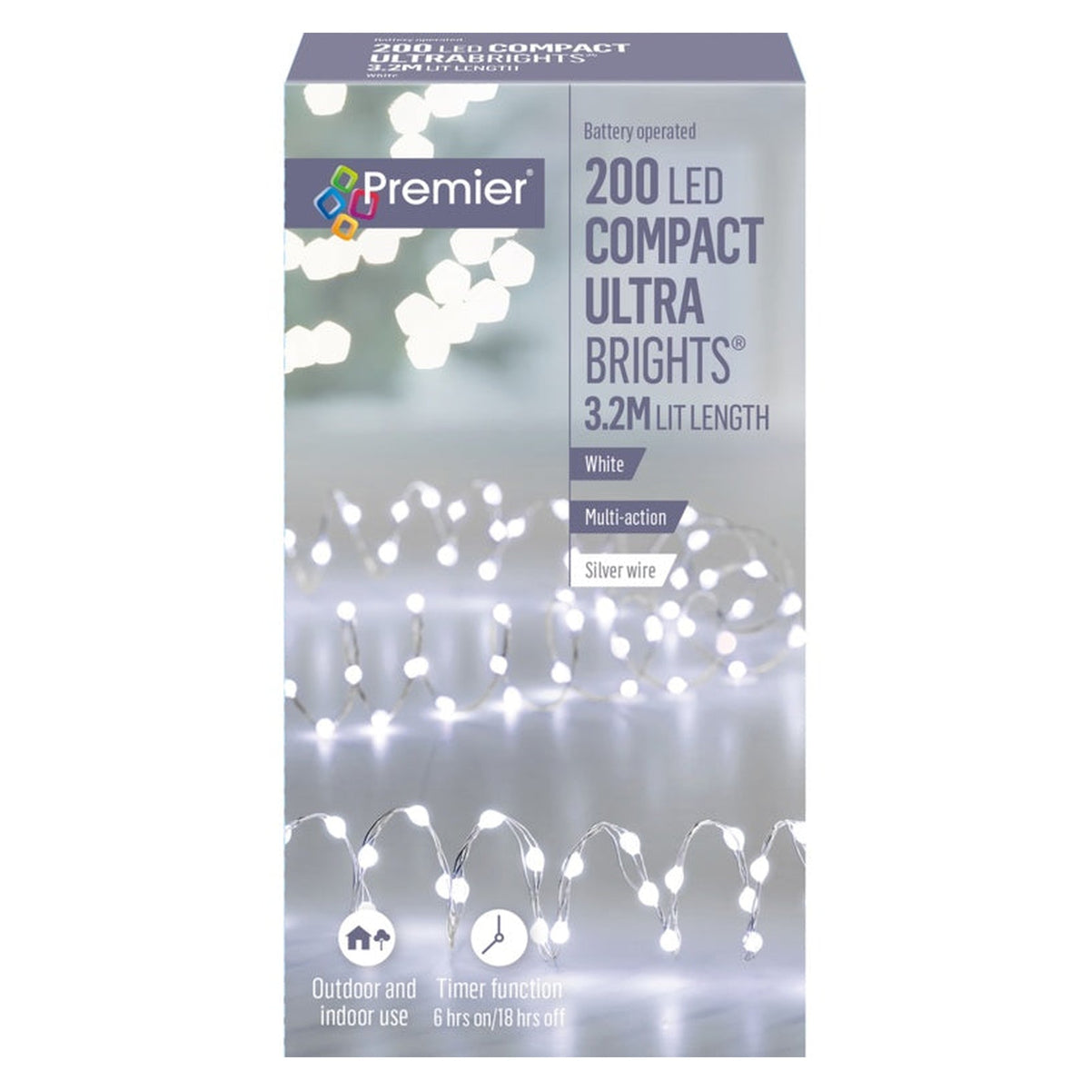 Ultrabright Silver Wire 200 LEDs - White, view 2