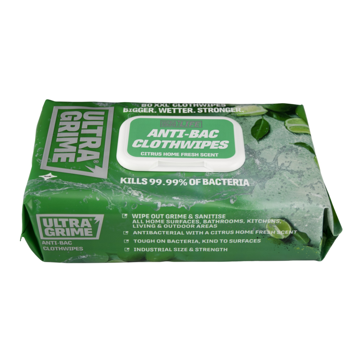 Ultragrime Life Anti-Bac XXL cloth wipes, 80 pack