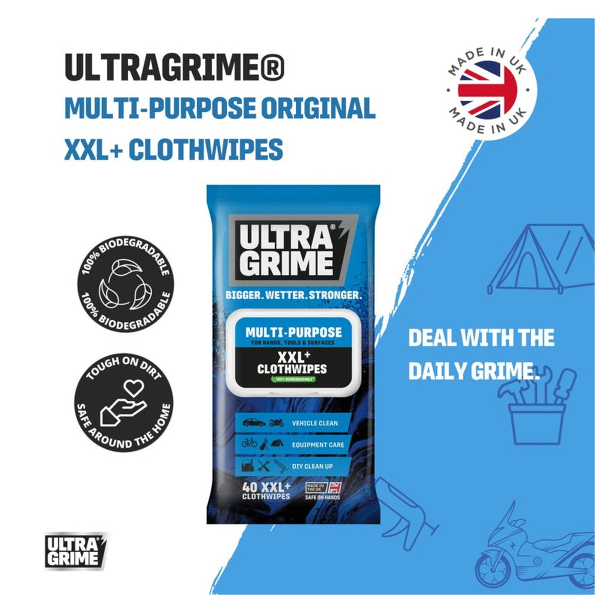 Ultragrime Life Original XXL wipes 40 pack, view 2