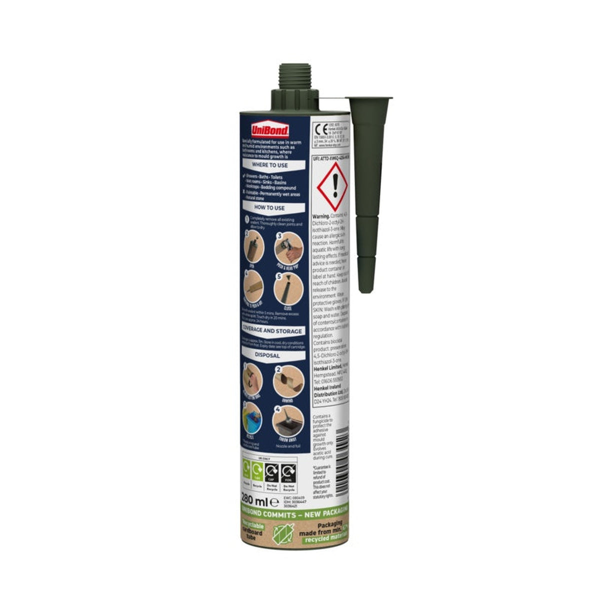 UniBond anti mould kitchen and bathroom sealant 280ml translucent, view 2