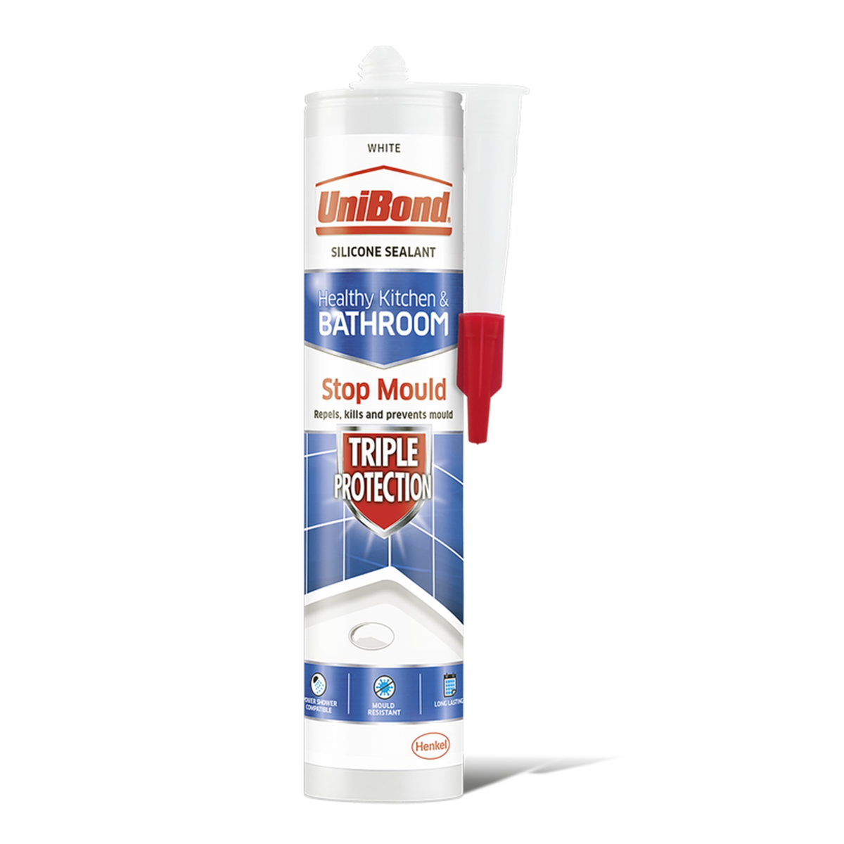 UniBond Anti Mould Triple Protect sealant cartridge in white