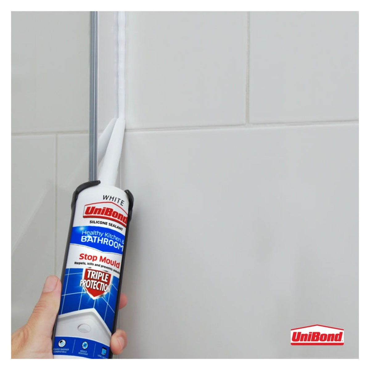UniBond Anti Mould Triple Protect sealant cartridge in white, view 4