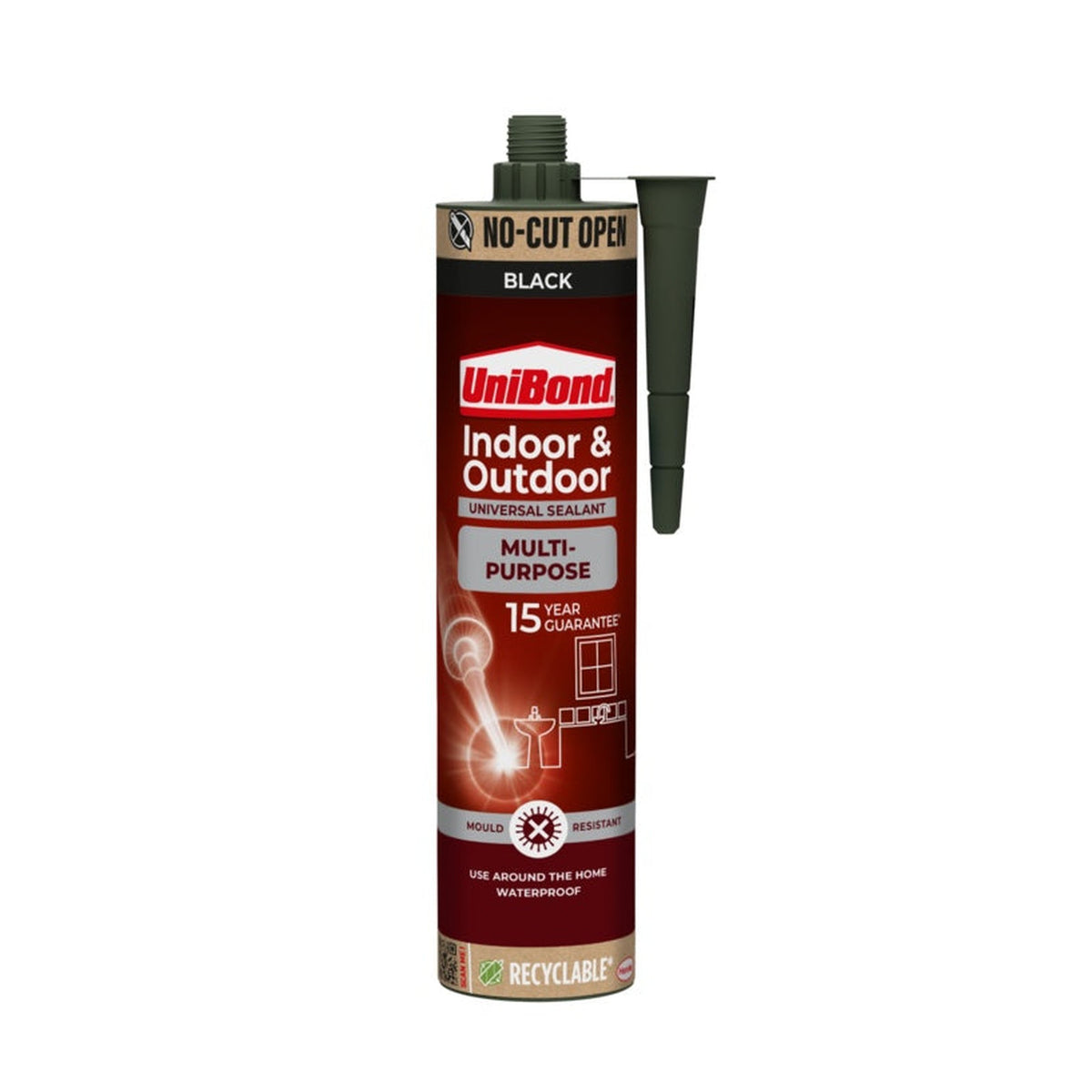 UniBond indoor and outdoor black multi purpose sealant, 280ml cartridge
