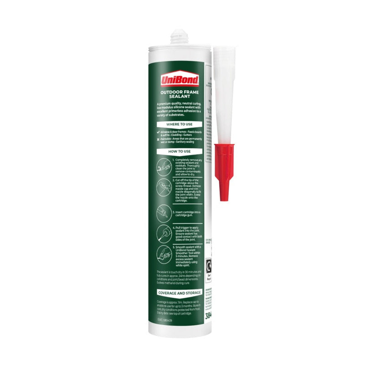 UniBond Outdoor Frame Sealant 384g white cartridge, view 2