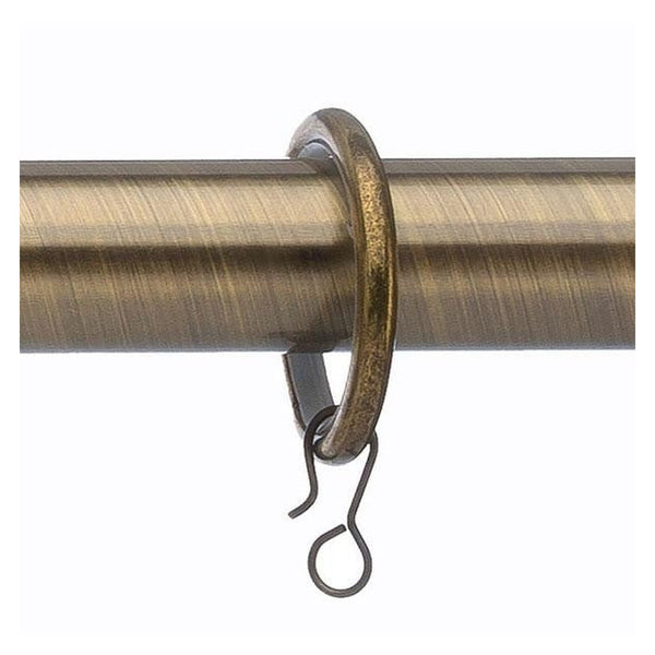 Universal 19mm antique brass lined metal curtain rings pack of 4