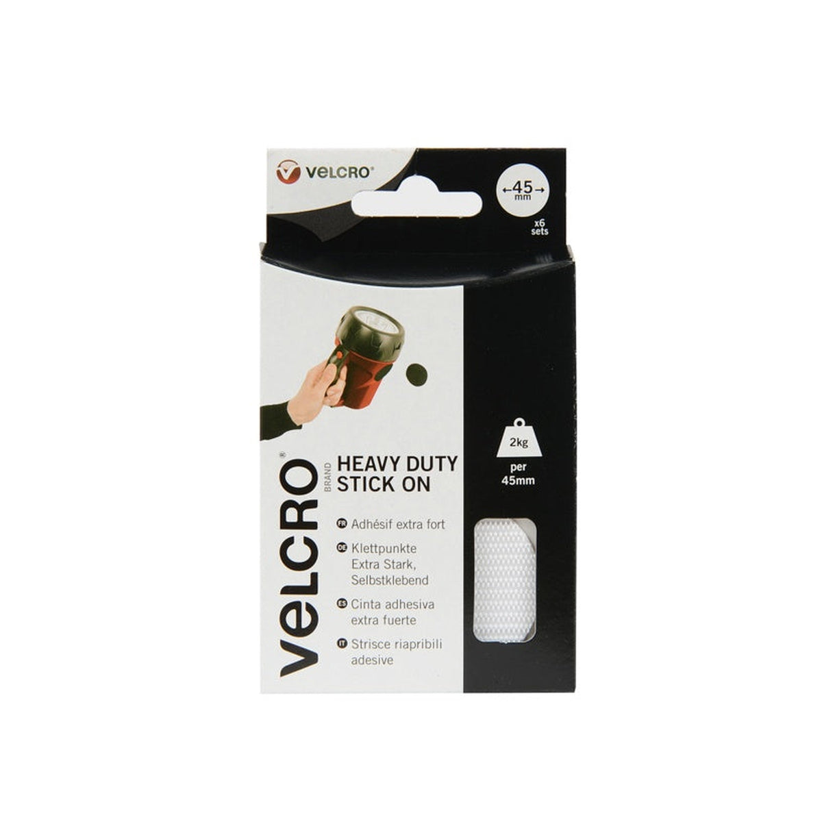 VELCRO stick on giant coins 45mm white, 6 pack