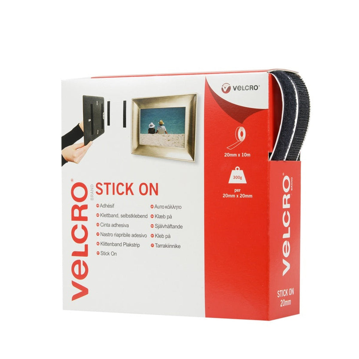VELCRO stick on tape 20mm x 10m black