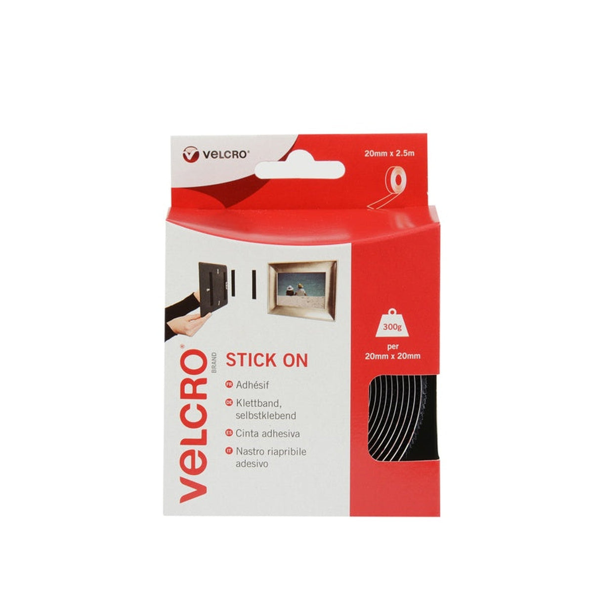 VELCRO Brand stick on tape 20mm x 2.5m in black